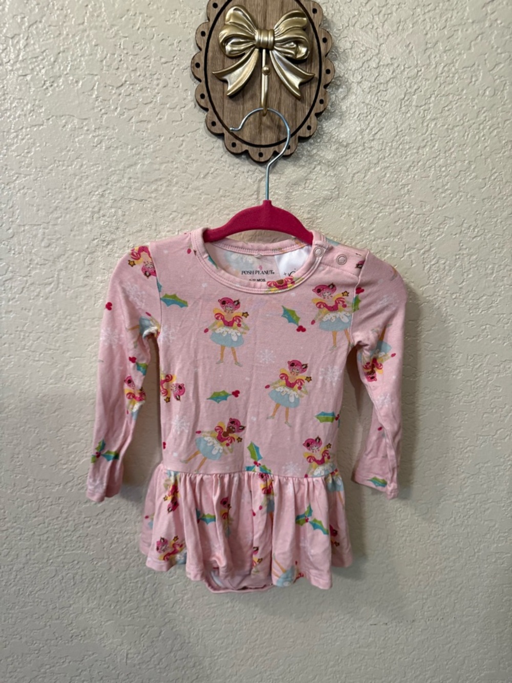 Posh Peanut Pink Ballerina Print Skirted Bodysuit